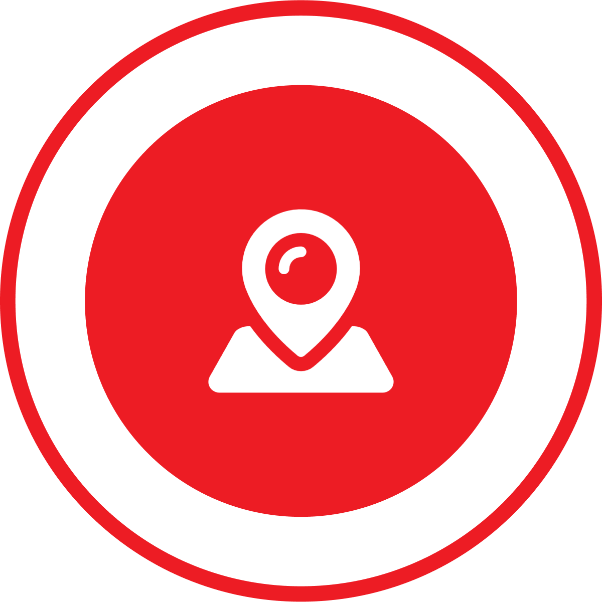 White location logo in a red circle surrounded by a red outline