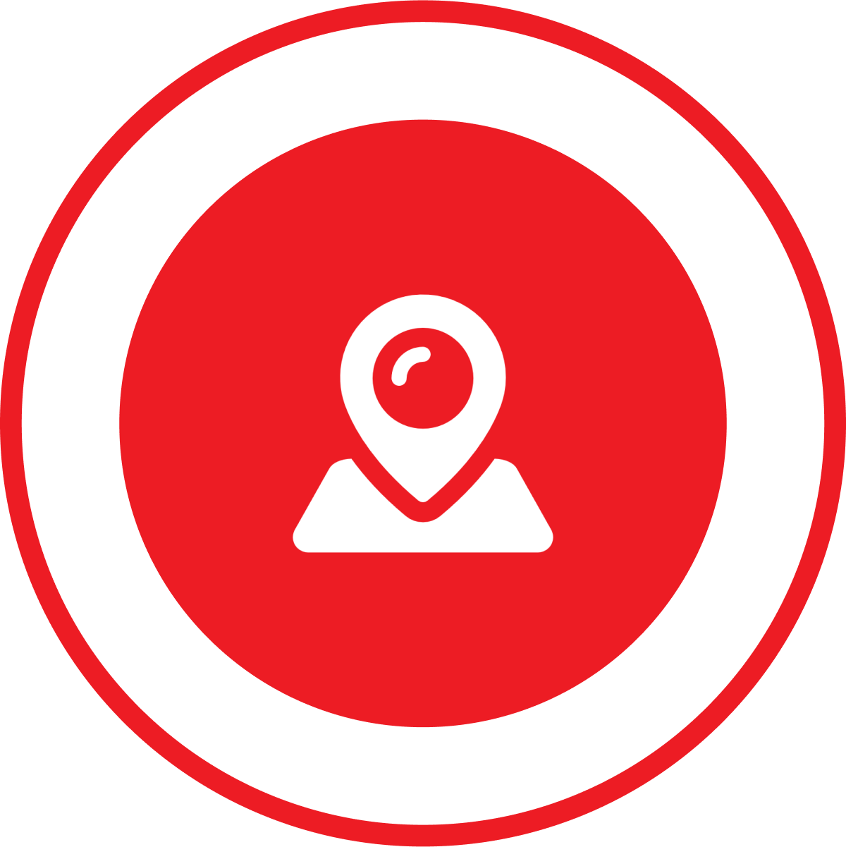 White location logo in a red circle surrounded by a red outline