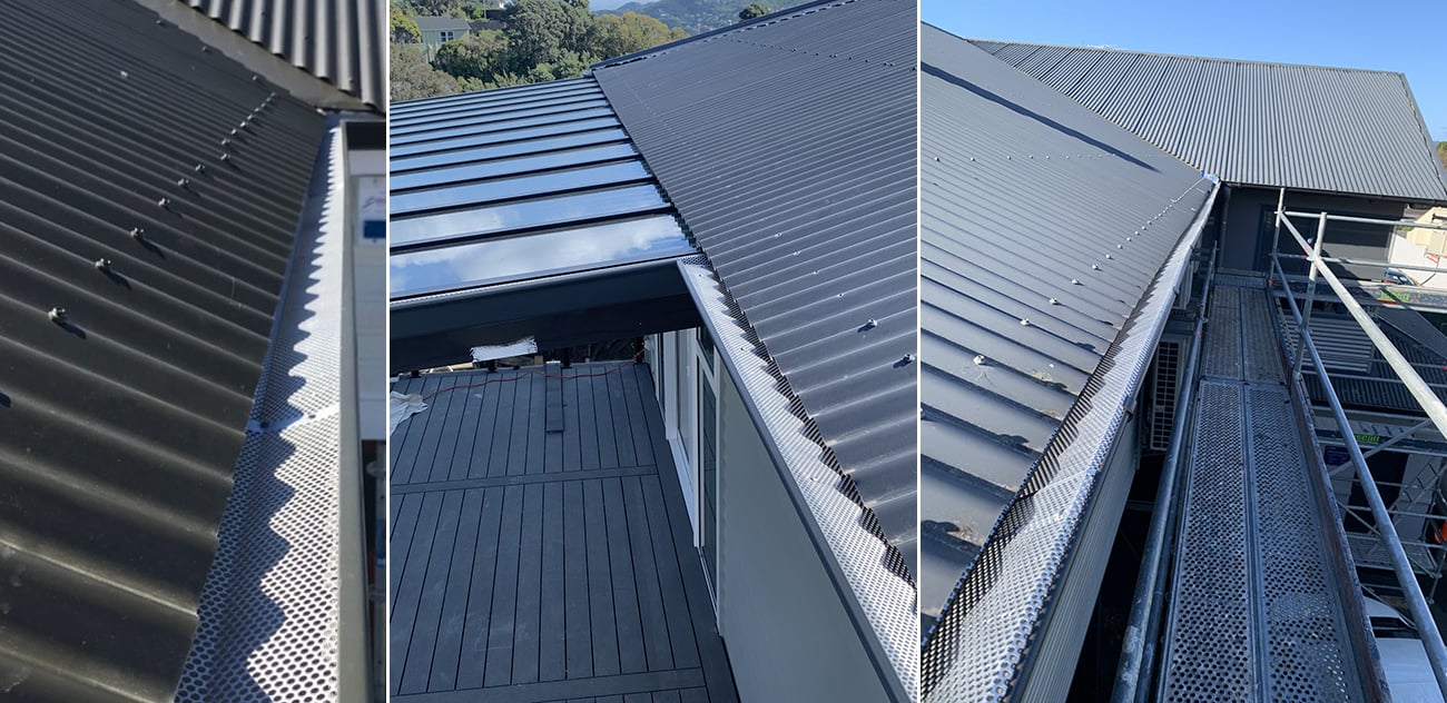 Leafguard installed in guttering to prevent blockages