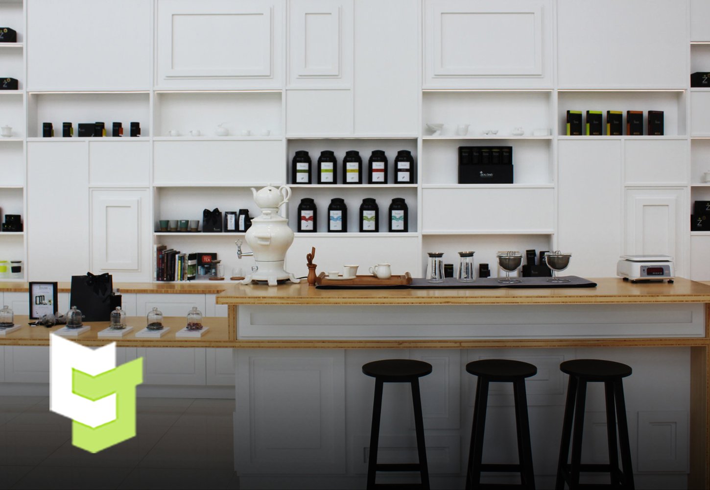 Zealong Tea Estate Retail store with their products displayed along a well-crafted wooden benchtop by Colourform Joinery