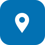 White location logo in a blue square