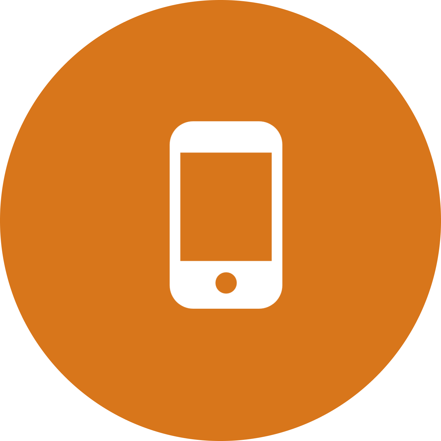 White cellphone in an orange circle