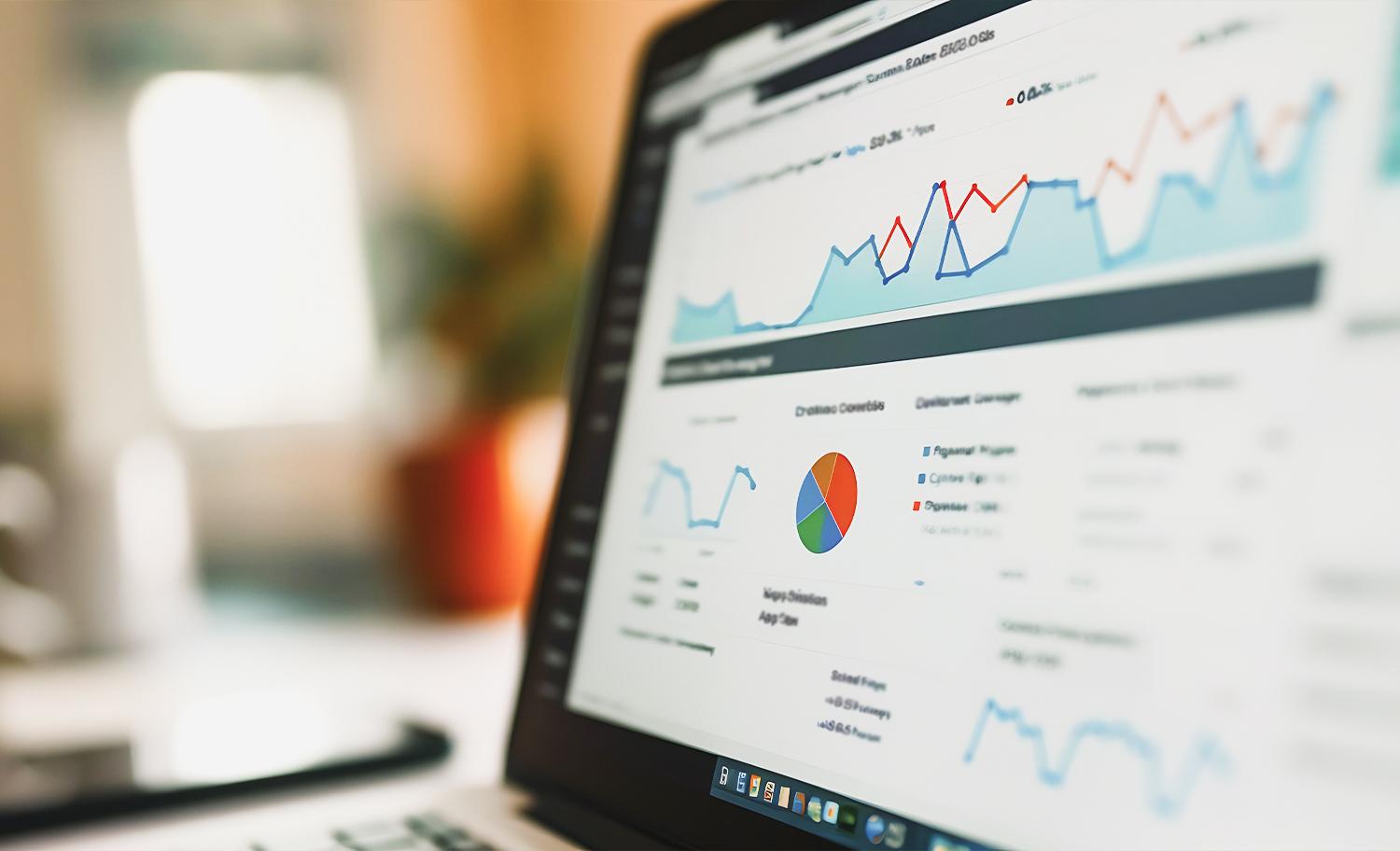 Close up of computer screen showing website analytics