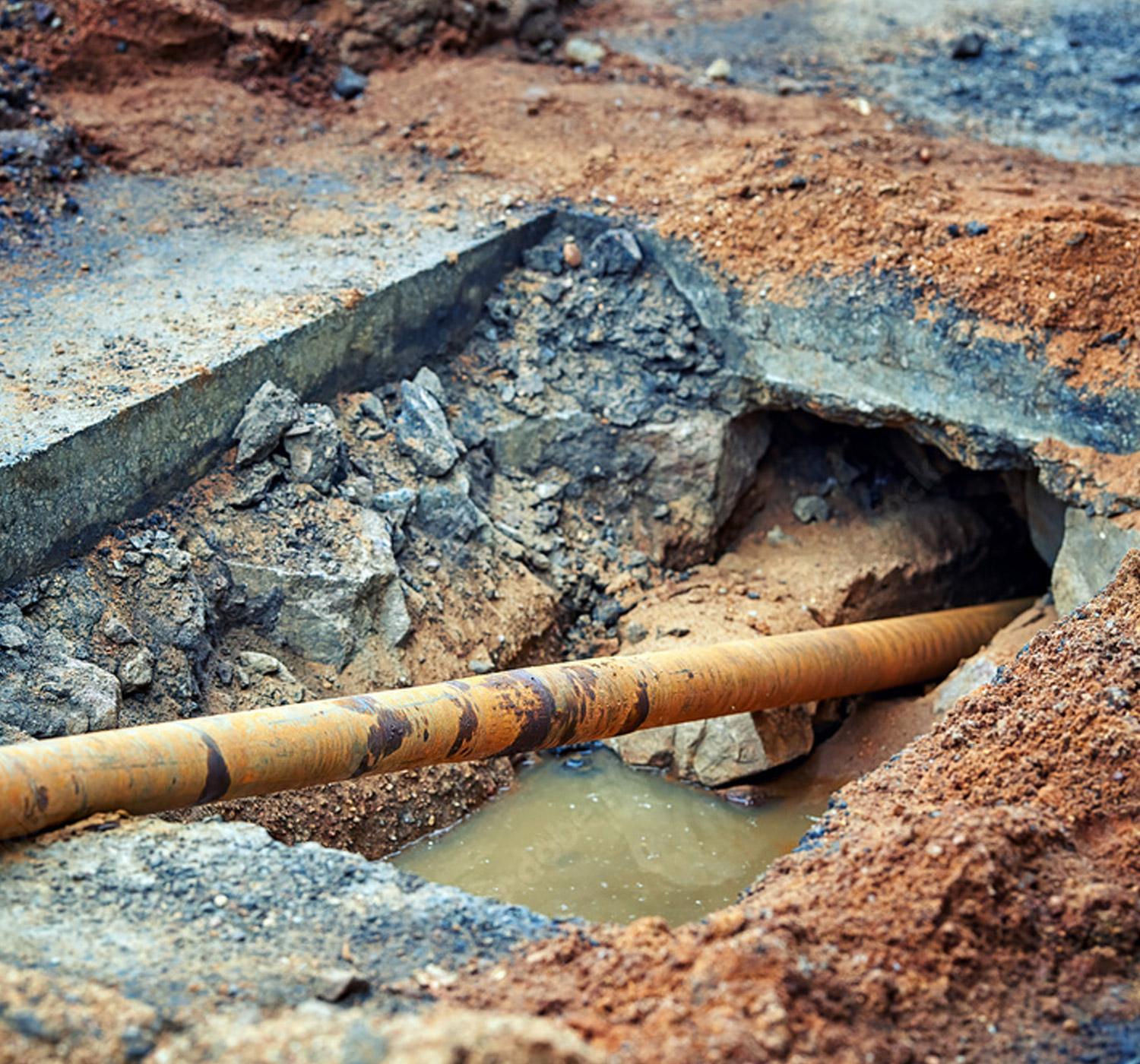 image of a Horizontal Drilling pipe going under concrete