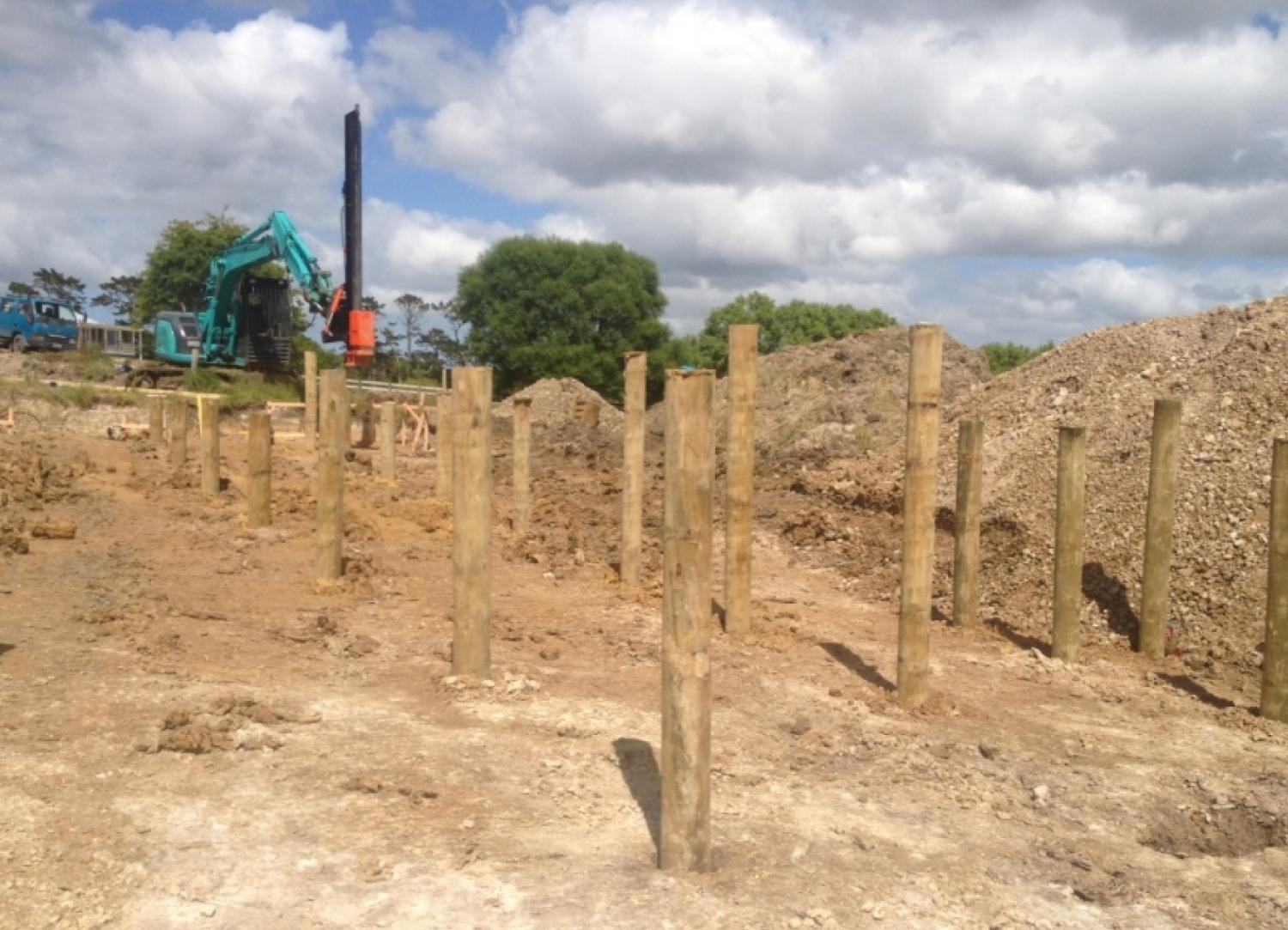 Deep woodel piling installed by Webb Contracting
