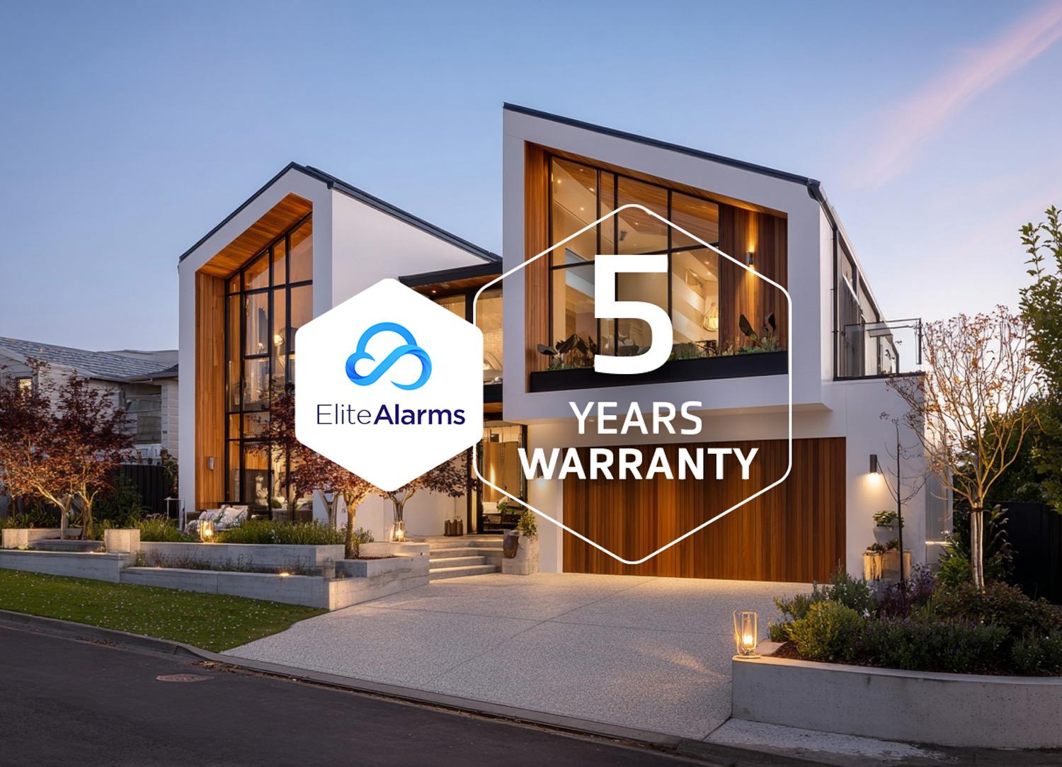 5 year warranty on Elite alarms