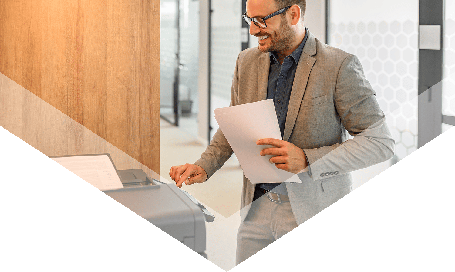 man using a printer/copier