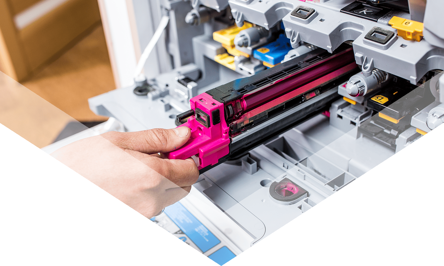 changing a colour cartridge for printer/copier