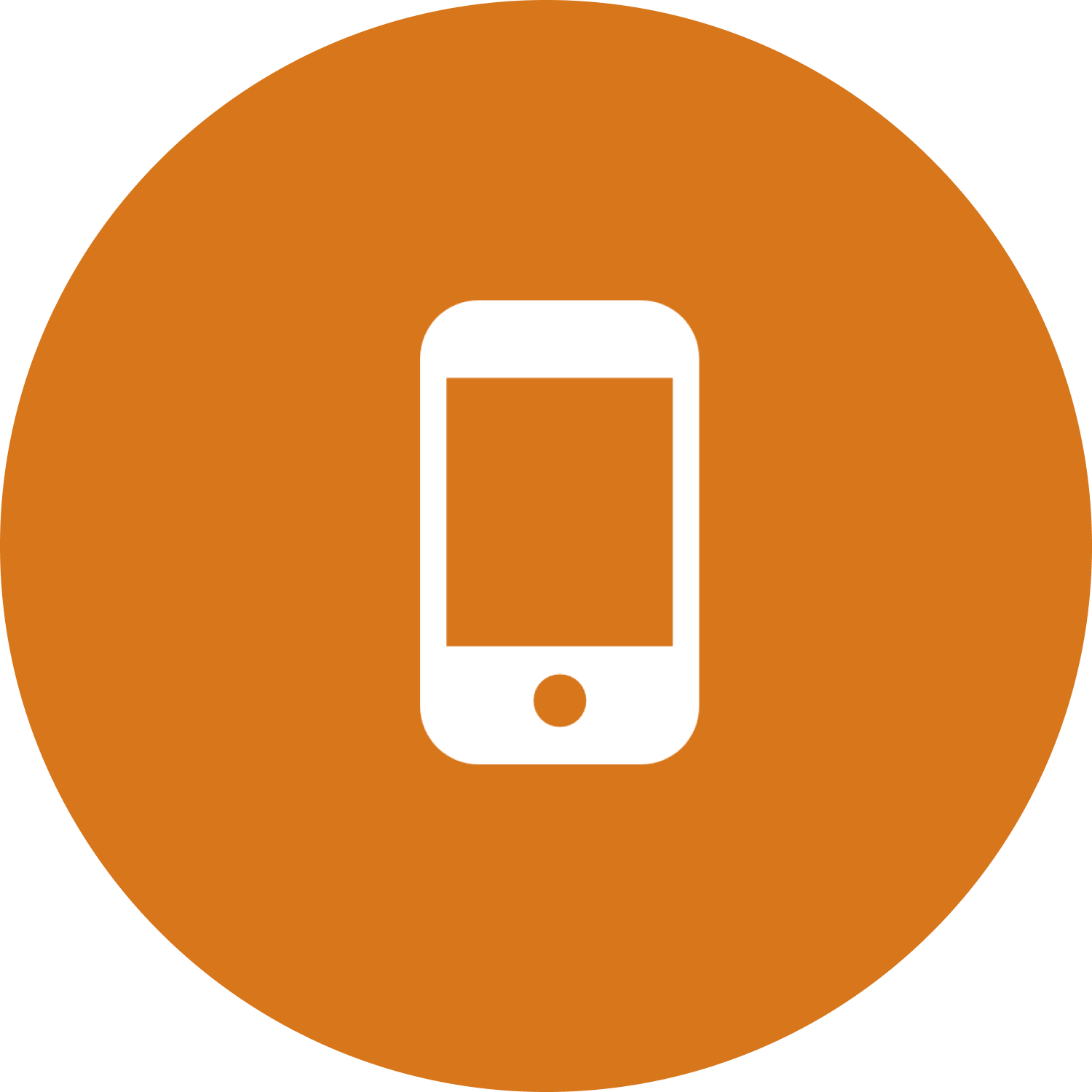 White cellphone in an orange circle