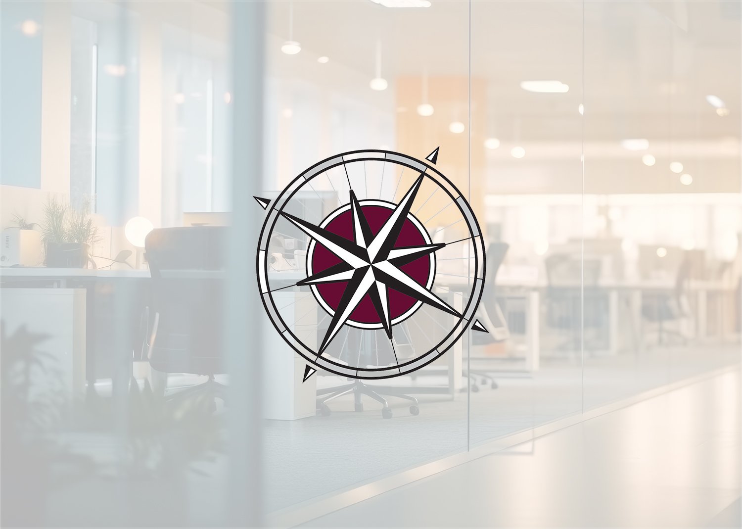 Image through the glass windows of an office that is well lit - links to commercial electrical page