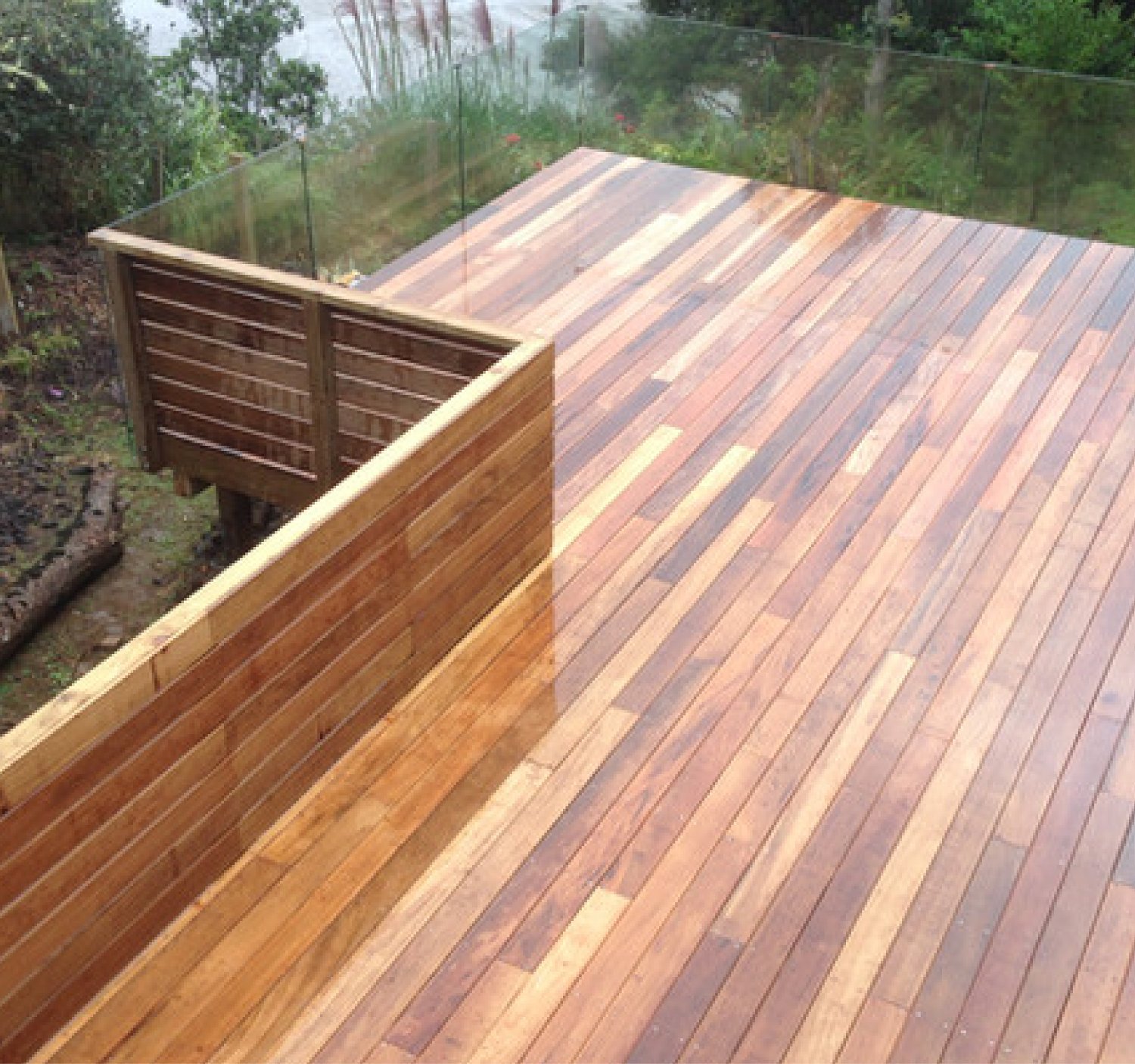 Deckreation  wood decking in yard 
