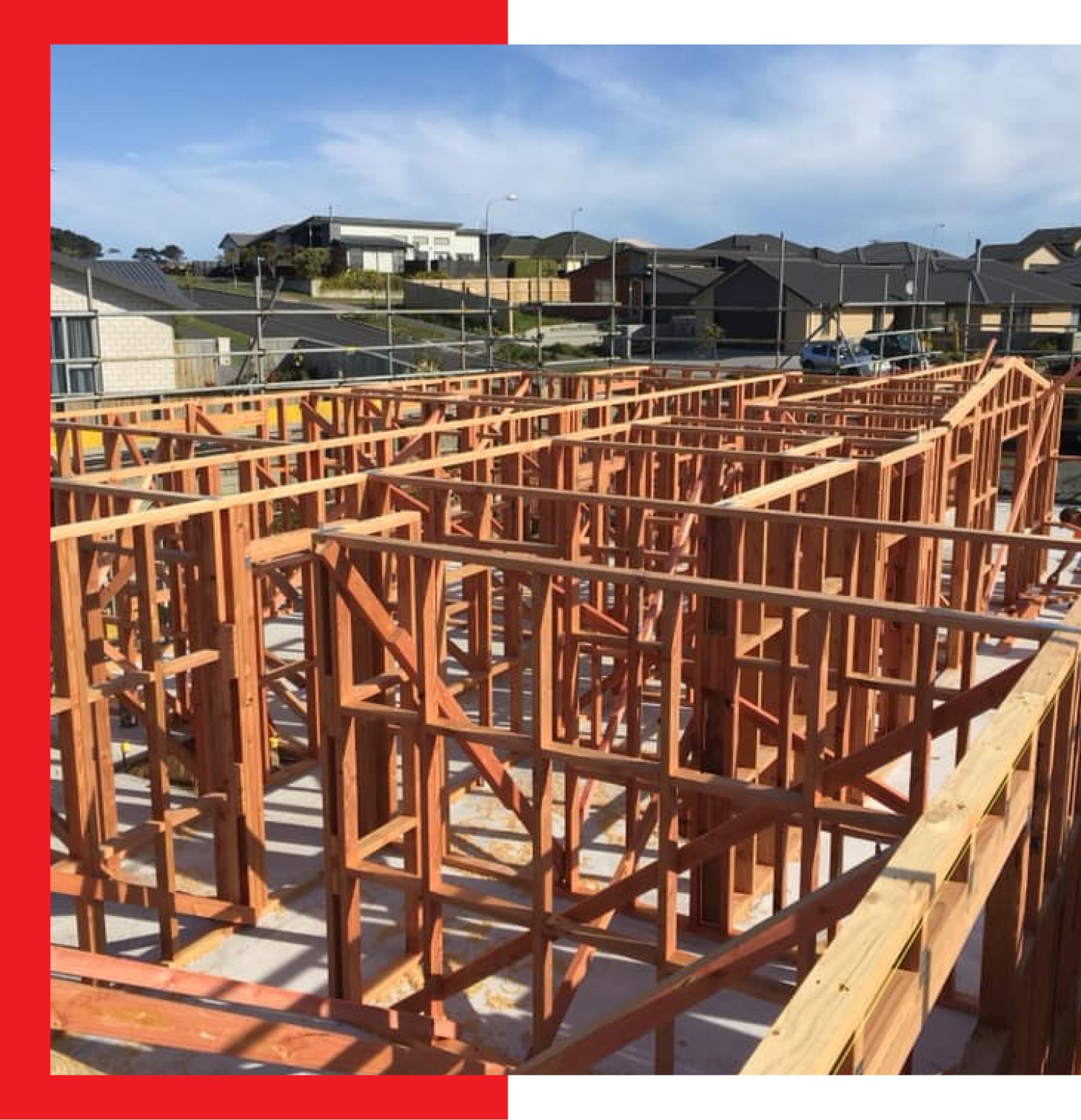 House framing on a new build in Dunedin, NZ
