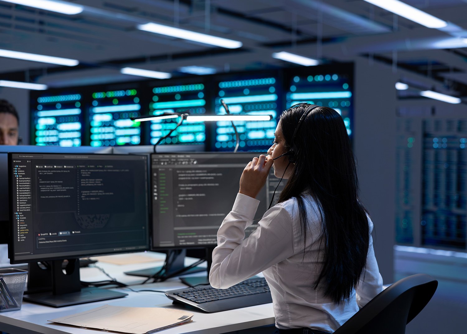 Office worker talking on the phone