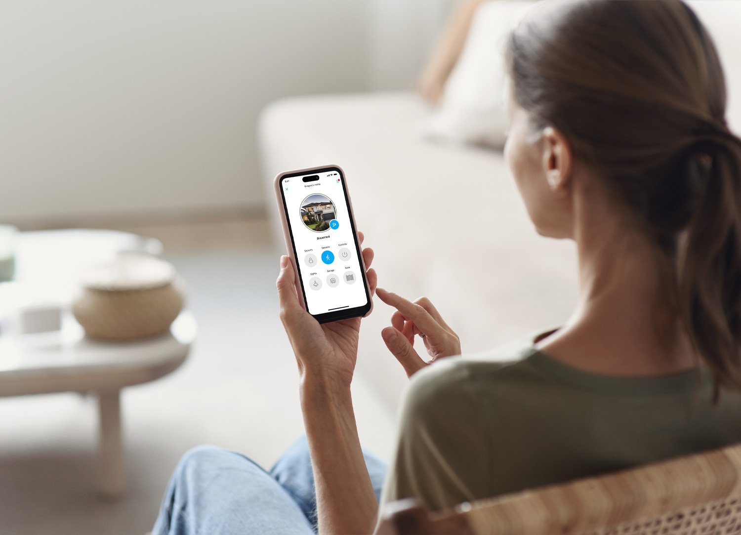 woman looking at phone - support  products