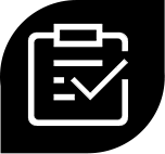 White outline of a ticked checklist in a black leaf shape