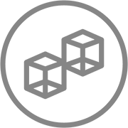 Grey circle outline with two cubes in it