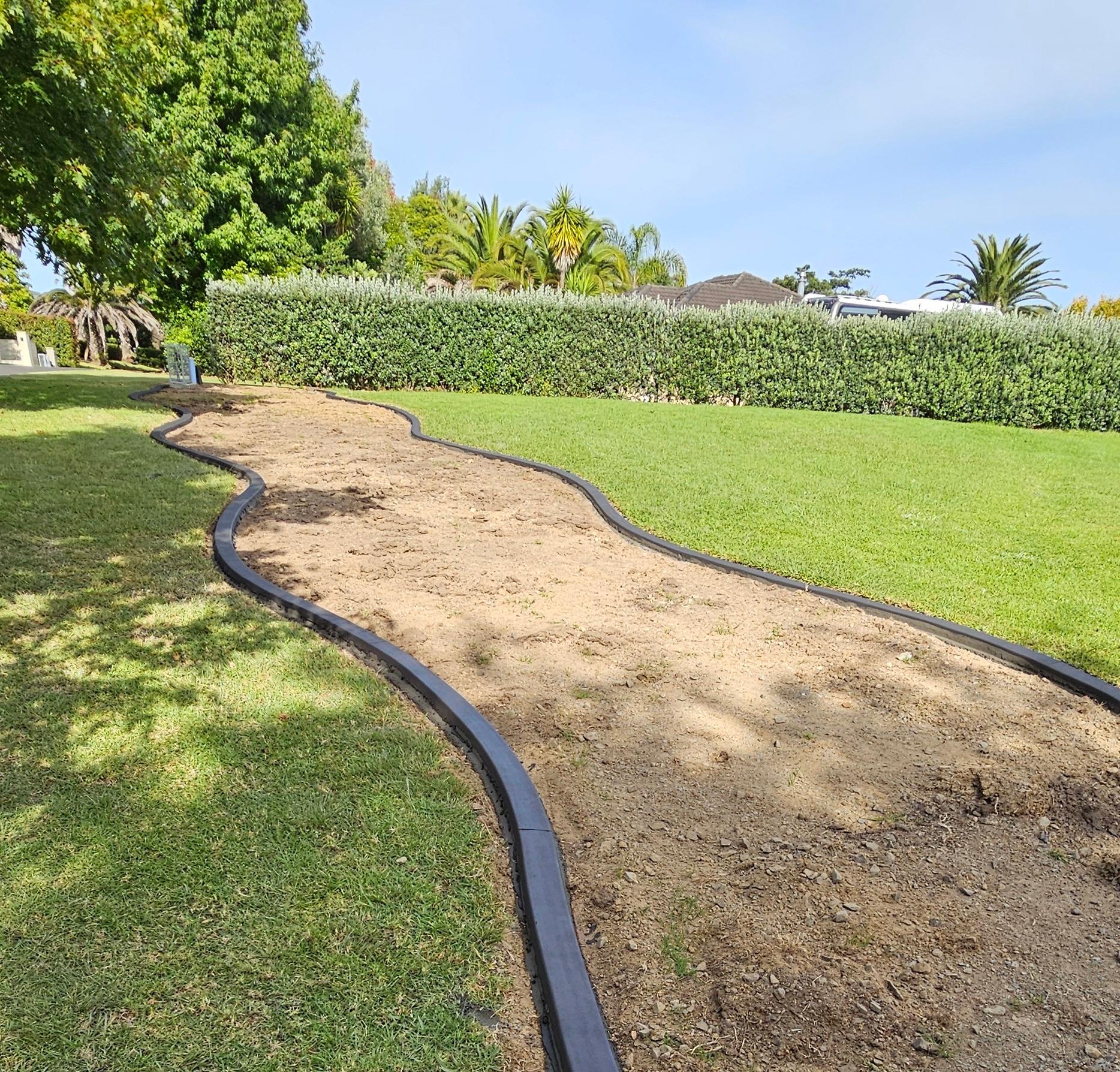 newly laid concrete edging