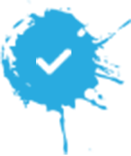 White tick in a blue paint splash