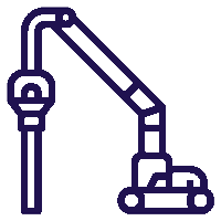 Blue outline of a piling and drilling machine