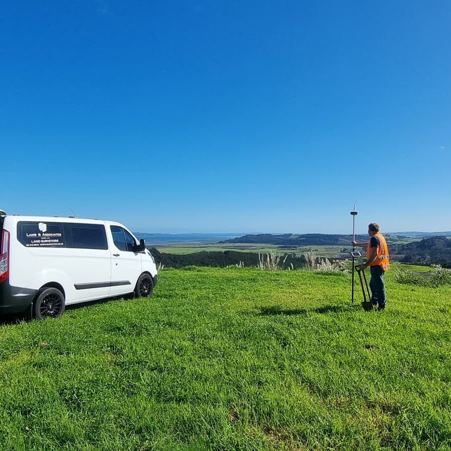 building setout surveying equipment and van