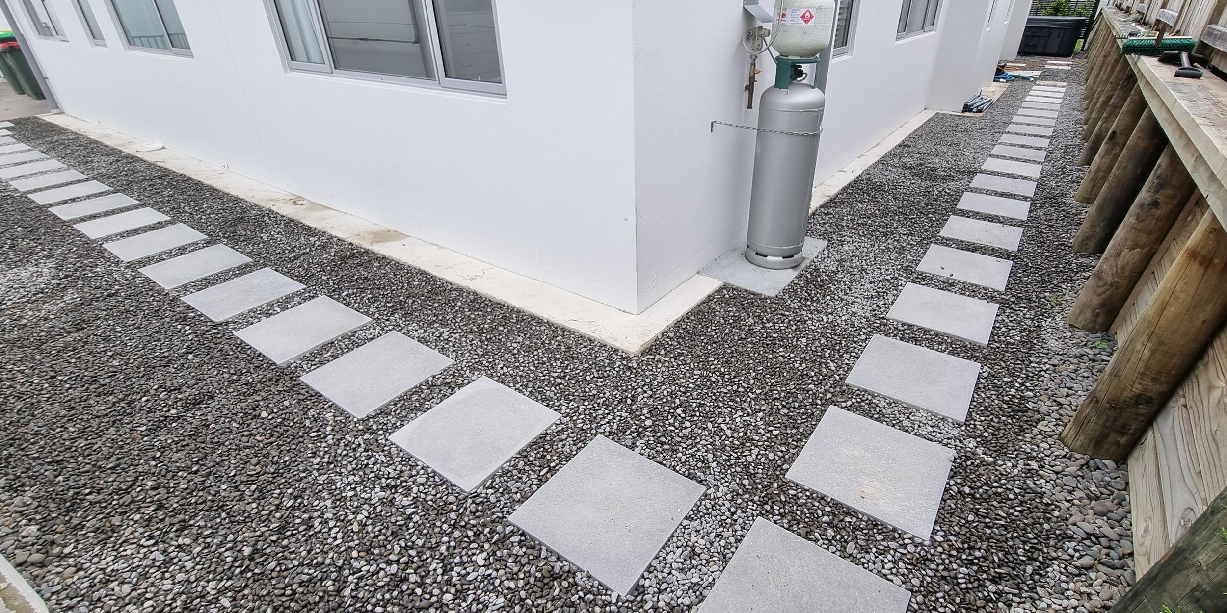 pavers set in stones around a house