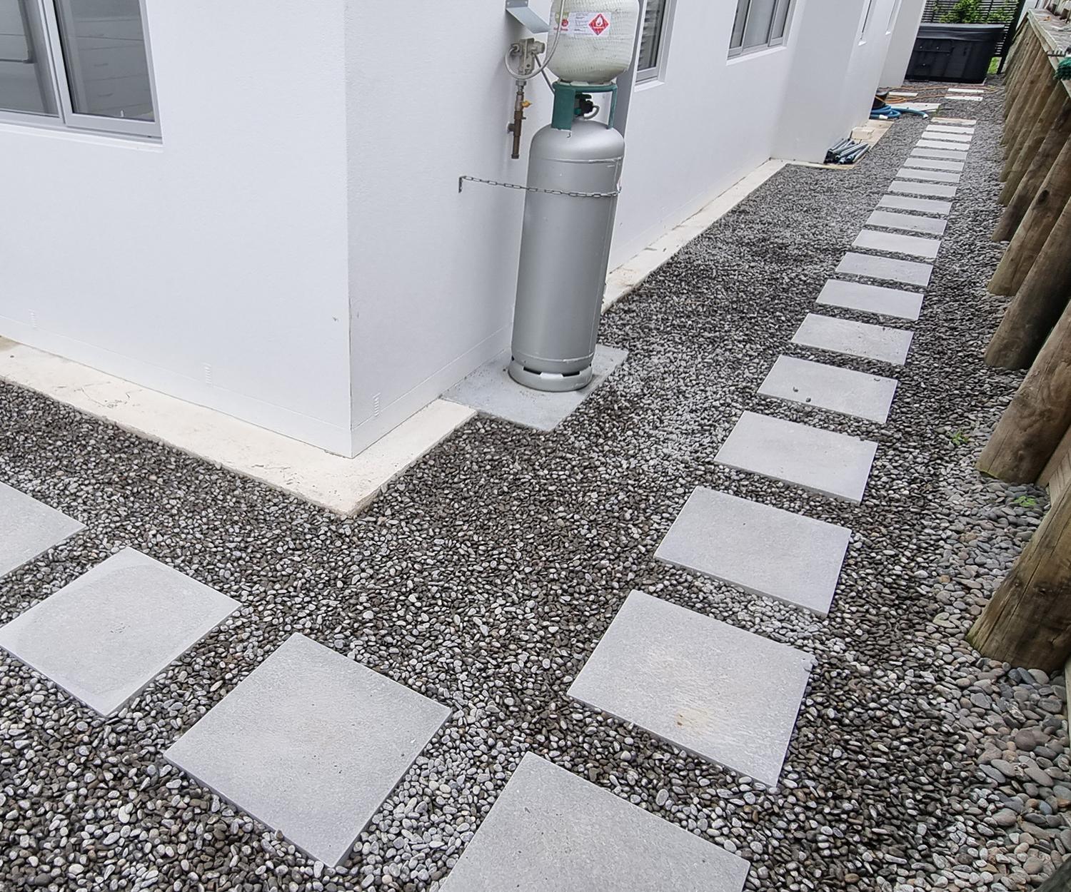 pavers set in stones around a house
