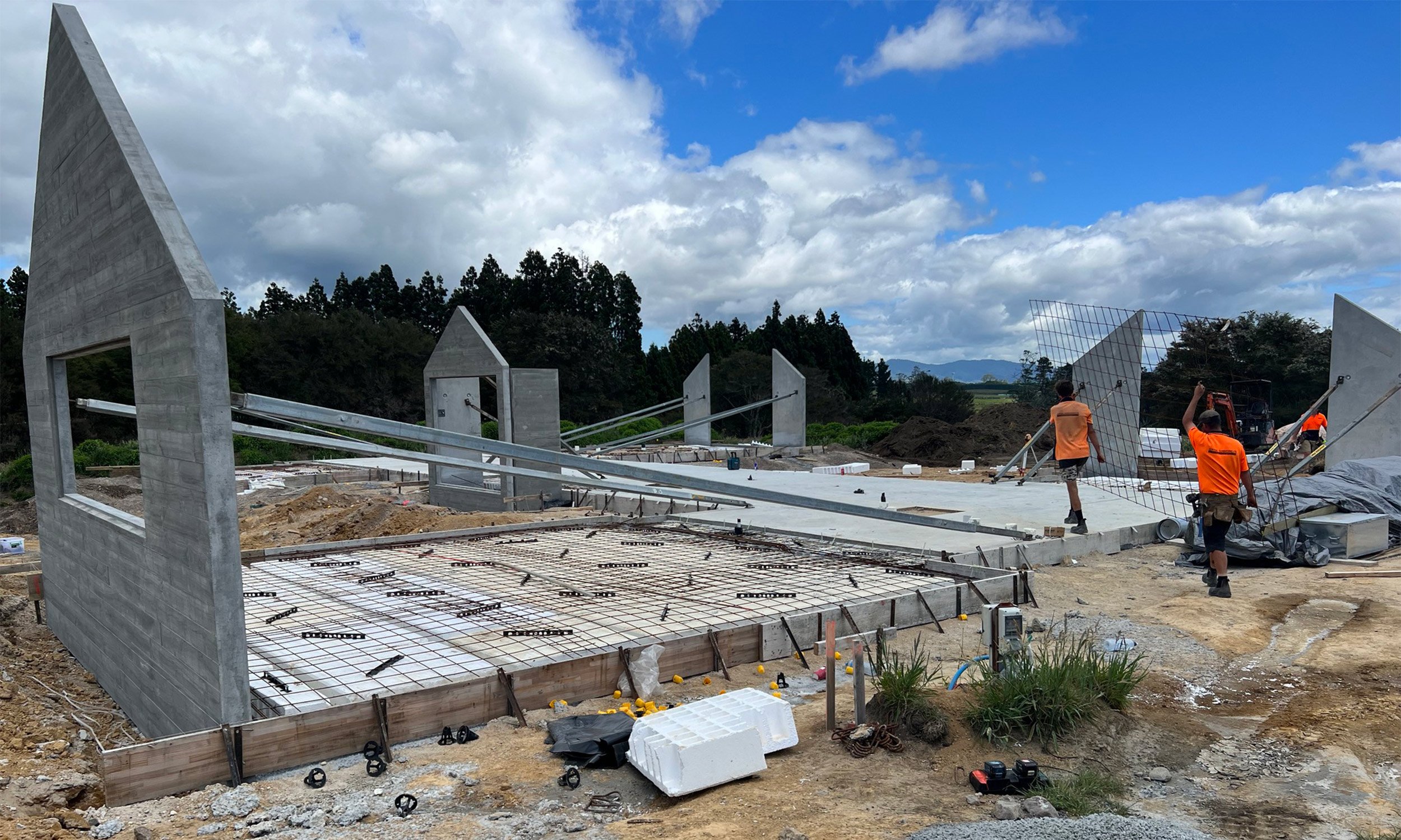 Concrete foundations of a house being built in Christchurch | Concrete Contractors working on a residential site