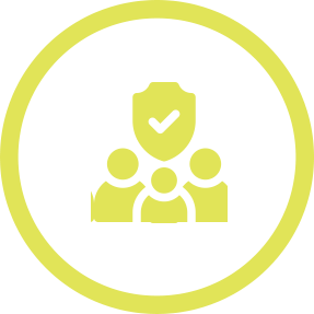 Yellow-green family with a shield in a outline of a circle