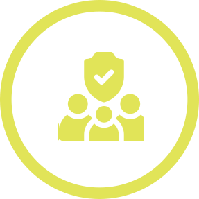 Yellow-green family with a shield in a outline of a circle