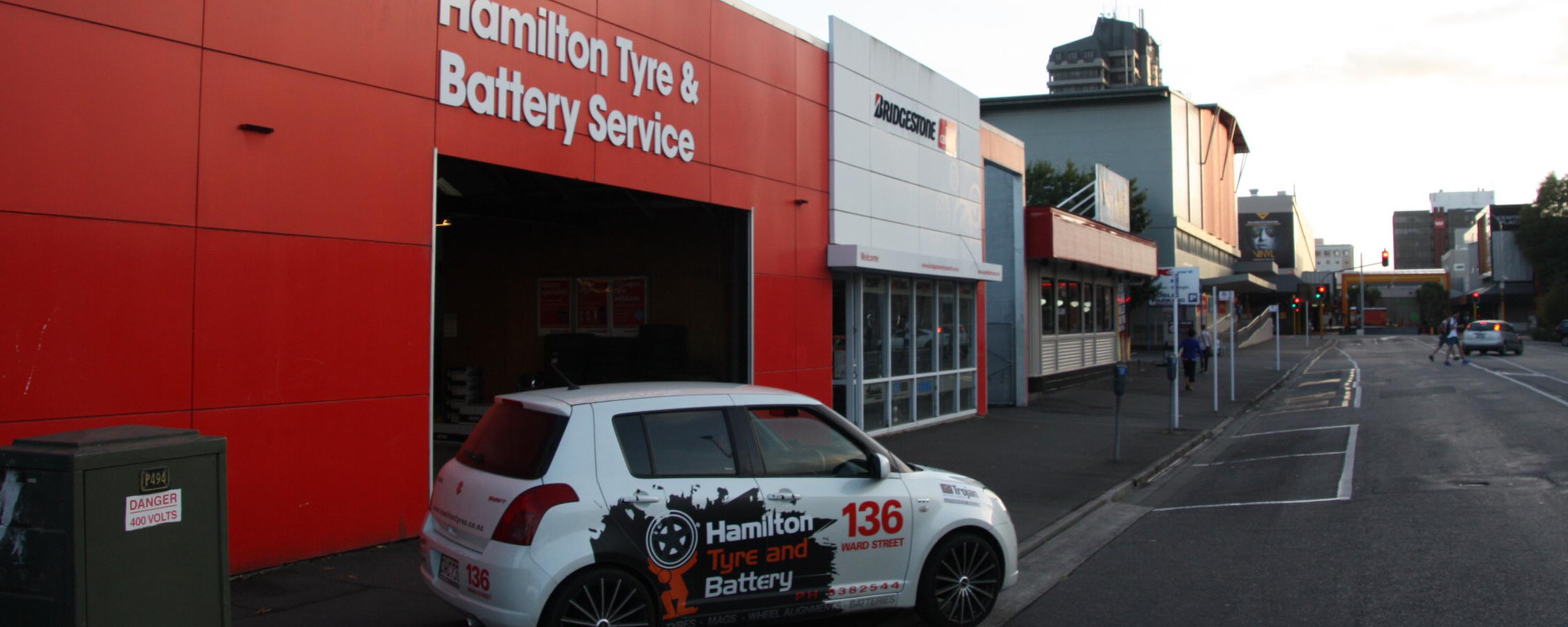 Hamilton tyre and battery services building 