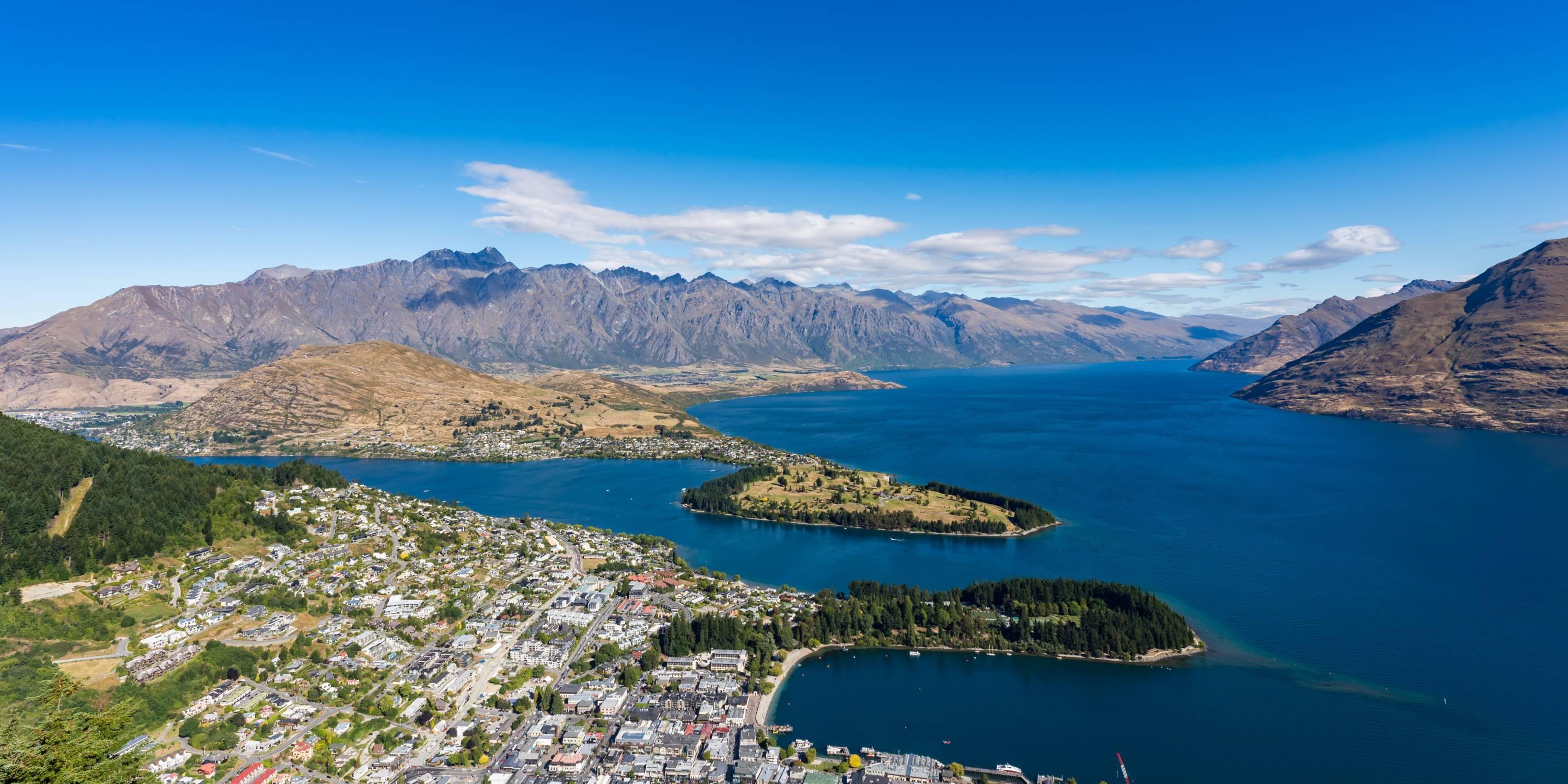 View over Queenstown and the Lake