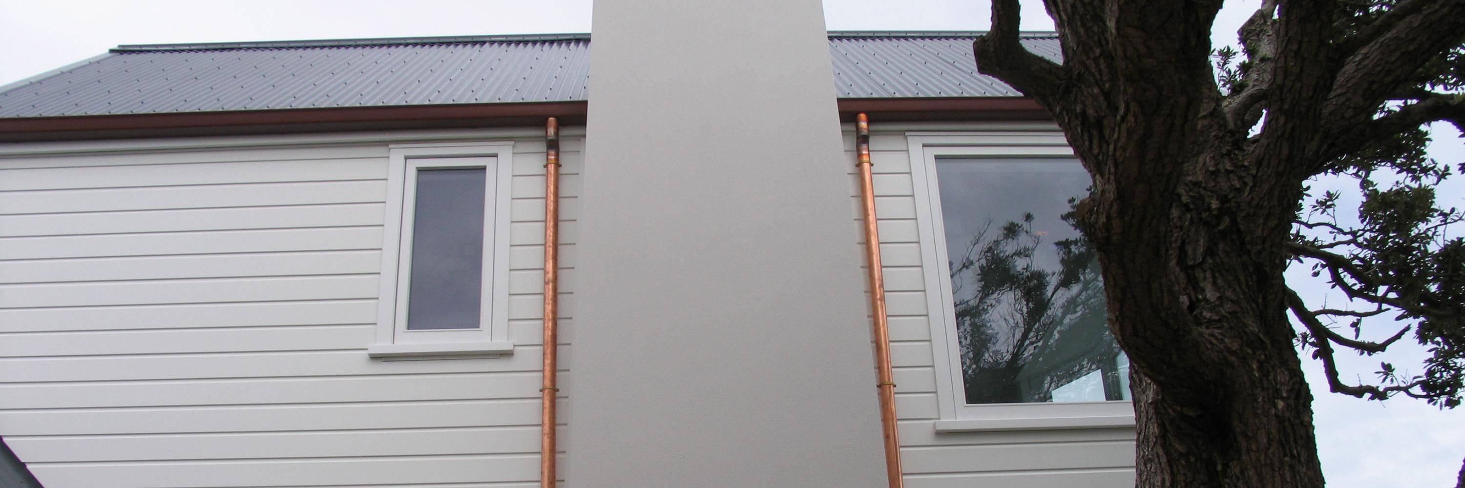 Modern home with copper guttering and downpipes