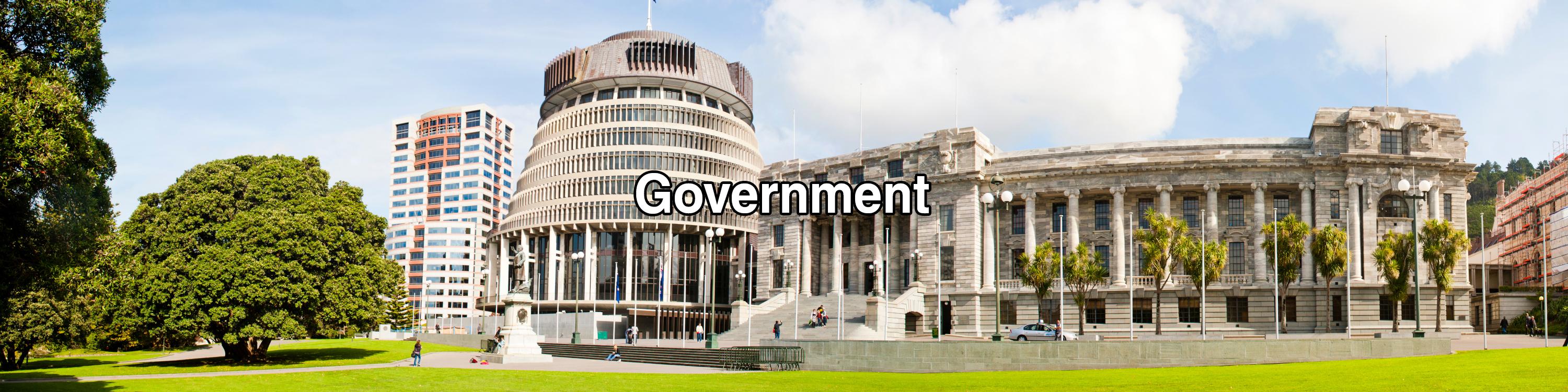 Beehive and buildings in Wellington