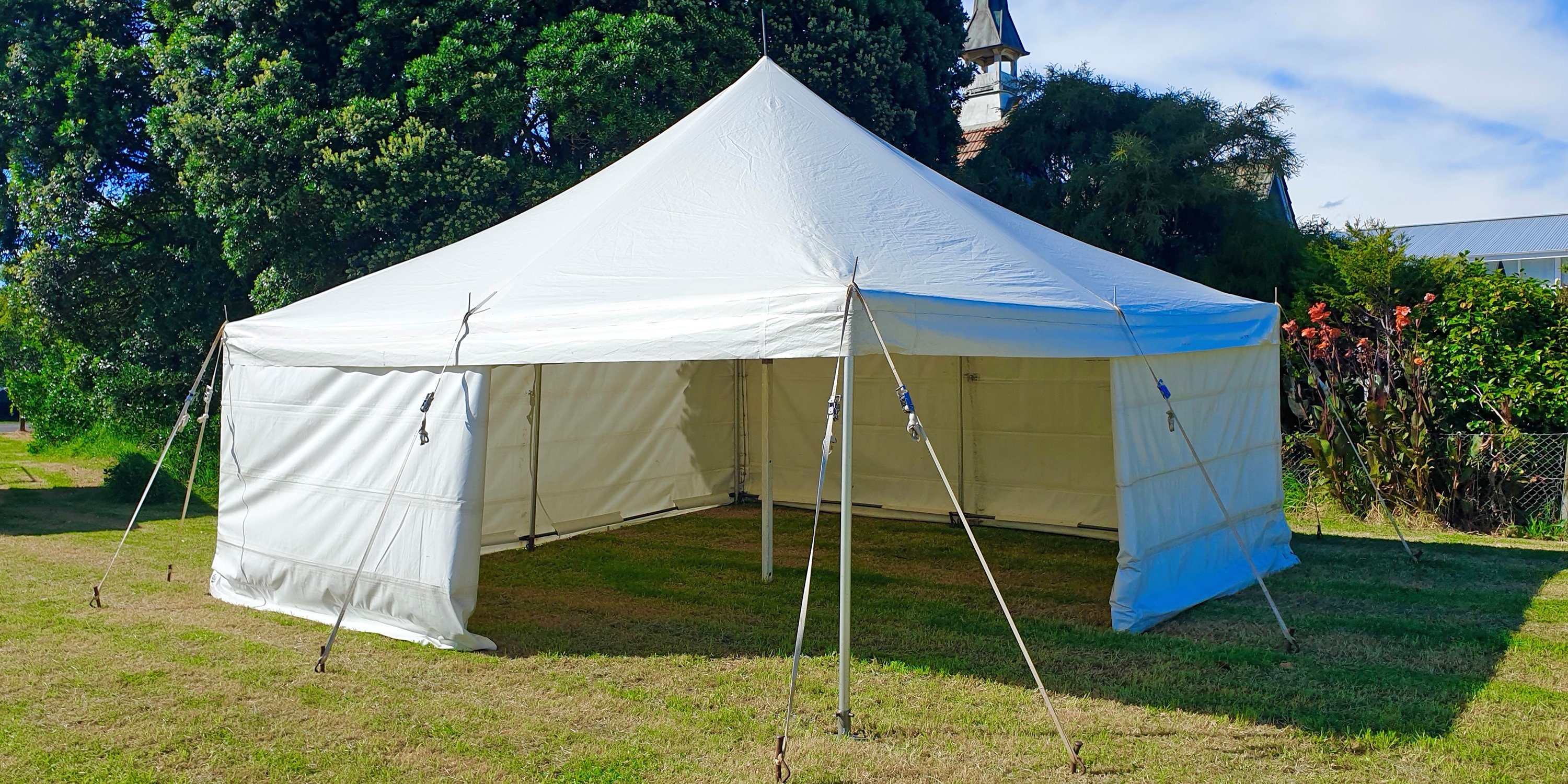 6x6m Electron Tent, Set up on the grass | Marquee and Wedding Hire Levin