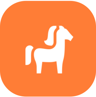 Orange square with a white horse