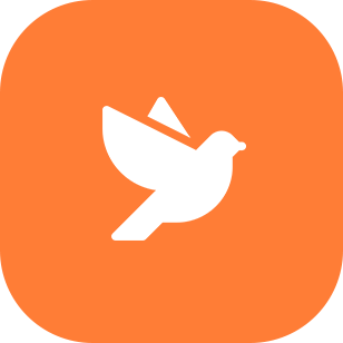 Orange square with a white bird