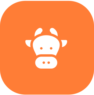 Orange square with a white cow