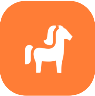 Orange square with a white horse
