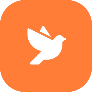 Orange square with a white bird 
