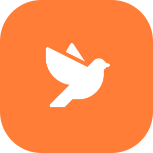 Orange square with a white bird
