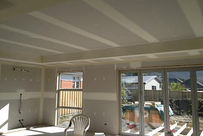 Plastering services and plasterboard repair during a home renovation