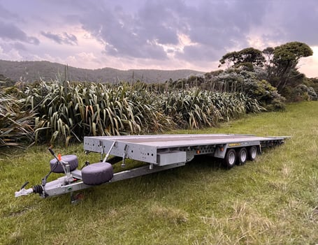 Tiny home trailer with a tow bar and platform perfect for transporting your tiny home