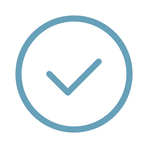 Blue tick in a blue circle outline