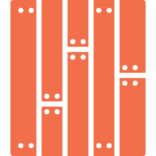 Orange timber floor with white nails