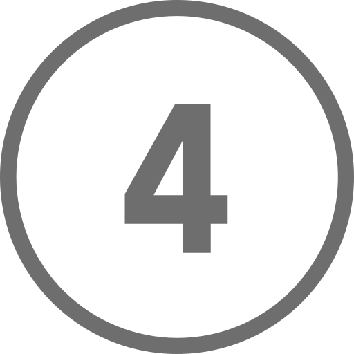 Grey circle outline with the number 4 in the middle
