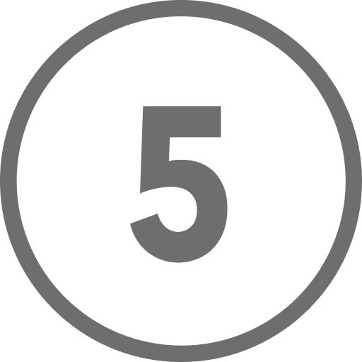 Grey circle outline with the number 5 in the middle