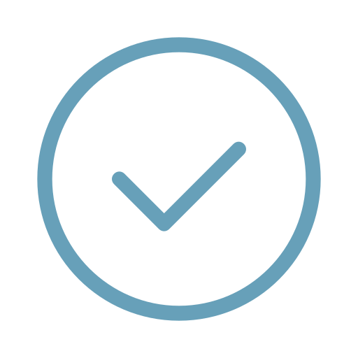 Blue tick in a blue circle outline