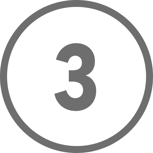 Grey circle outline with the number 3 in the middle