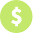 White dollar sign logo in a lime green circle