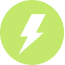 White lightning logo in a lime green circle